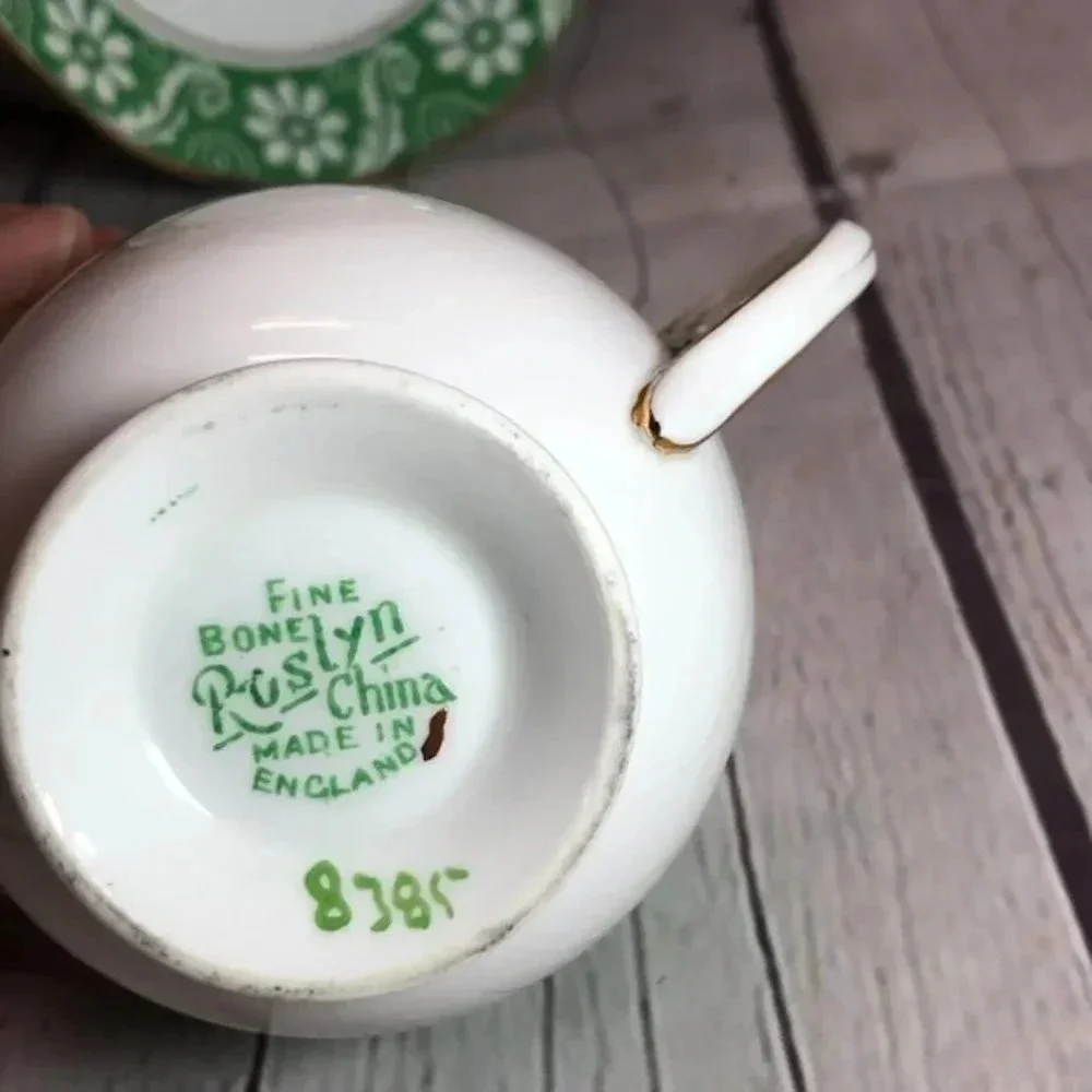 Vintage Roslyn fine bone china england footed cup and saucer